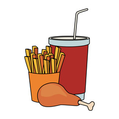 Poster - french fries with chicken thigh and drink cup