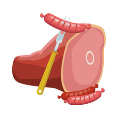 Sticker - sausages and ham leg icon, colorful design