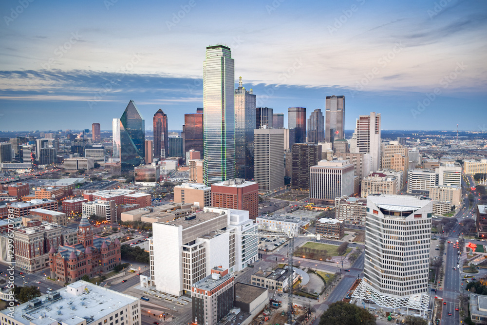 Aerial View of Downtown Dallas on a Summer Evening - Dallas, Texas, USA ...
