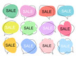 Set of flat colorful bubble speech vector. Banners, price tags, stickers, posters, badges. Isolated on white background.