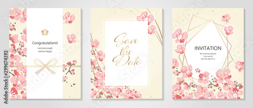 Fotografía Vector illustration Japanese paper of plum/Anniversary Invitation / Celebration