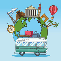 Sticker - travel around the world with planet