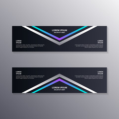 Wall Mural - technology banner template, Abstract Dark Neon Background suitable for web header, footer, advertising