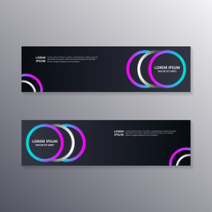 Wall Mural - technology banner template, Abstract Dark Neon Background suitable for web header, footer, advertising