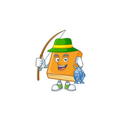 Wall Mural - cornbread with fishing mascot on white background