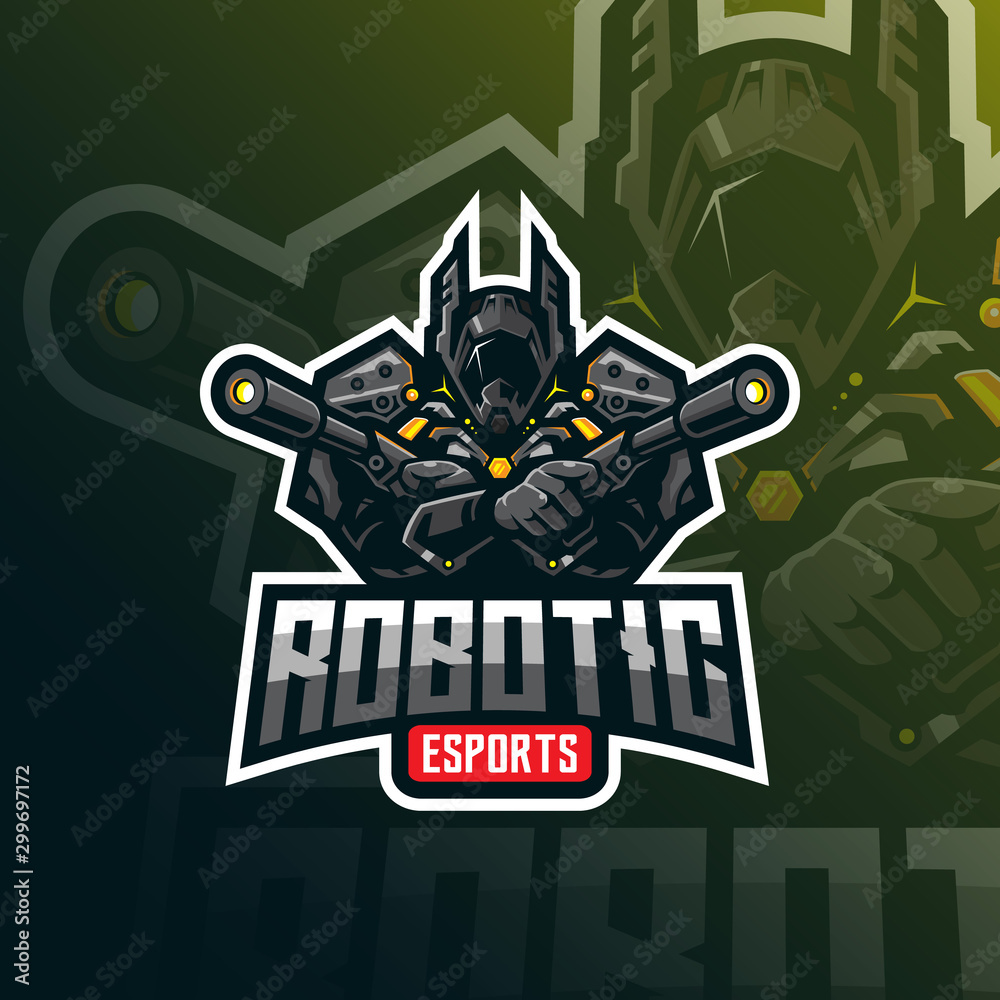 robotic mascot logo design vector with modern illustration concept ...