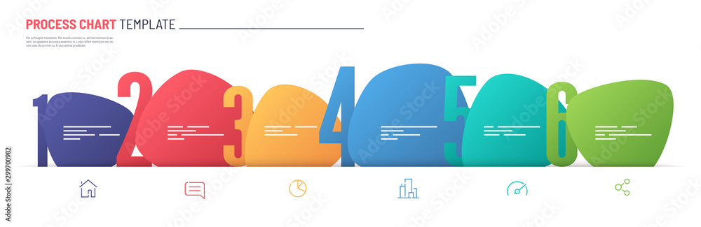 Vector infographic numbered process chart template. Six steps Stock ...