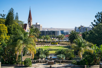 View of Christ Church and downtown Windhoek from Parliament Park - Windhoek, Namibia [Africa]