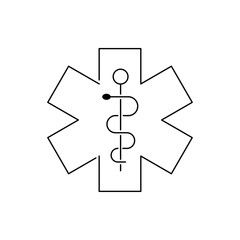 Canvas Print - Logotipo lineal símbolo medicina con caduceo en color negro