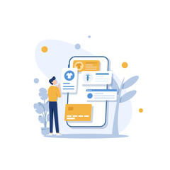 Fototapete - Modern flat design concept of online shopping with small people,mobile website development. UI and UX design