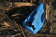 Litter And Plastics Washed Up On The Beach And Remnant Of Floods In Spain