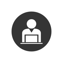 Poster - Man laptop vector icon. Flat style