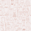 © margolana - pattern with Women fashion clothes and accessories doodle background