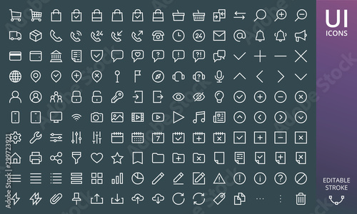 Fotomural Rectangular style website icons ui material design set