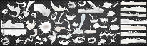 Cuadros en Lienzo 3d vector milk splash and pouring set, big collection