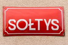 "SOLTYS" - A Plaque Reading "village Mayor" In Polish