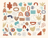 Fototapeta Boho - Set of hand drawn abstract vector doodle elements. Hand drawn shapes, objects and textures in contemporary style.