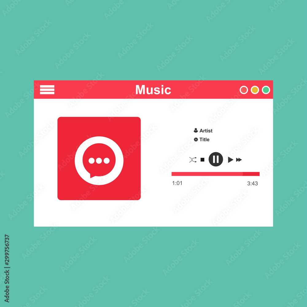Vector illustration of music player flat design concept. Development ...