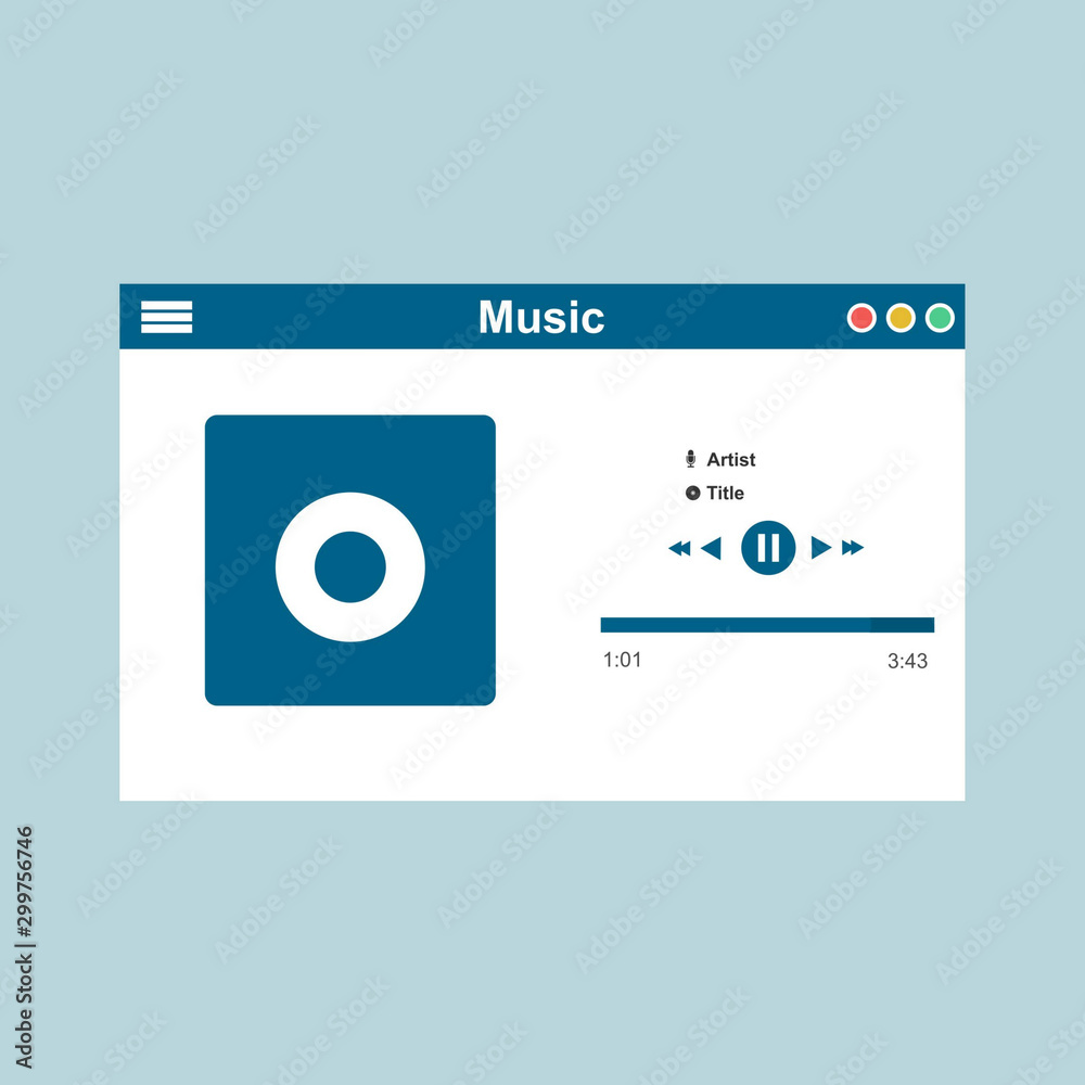 Vector illustration of music player flat design concept. Development ...