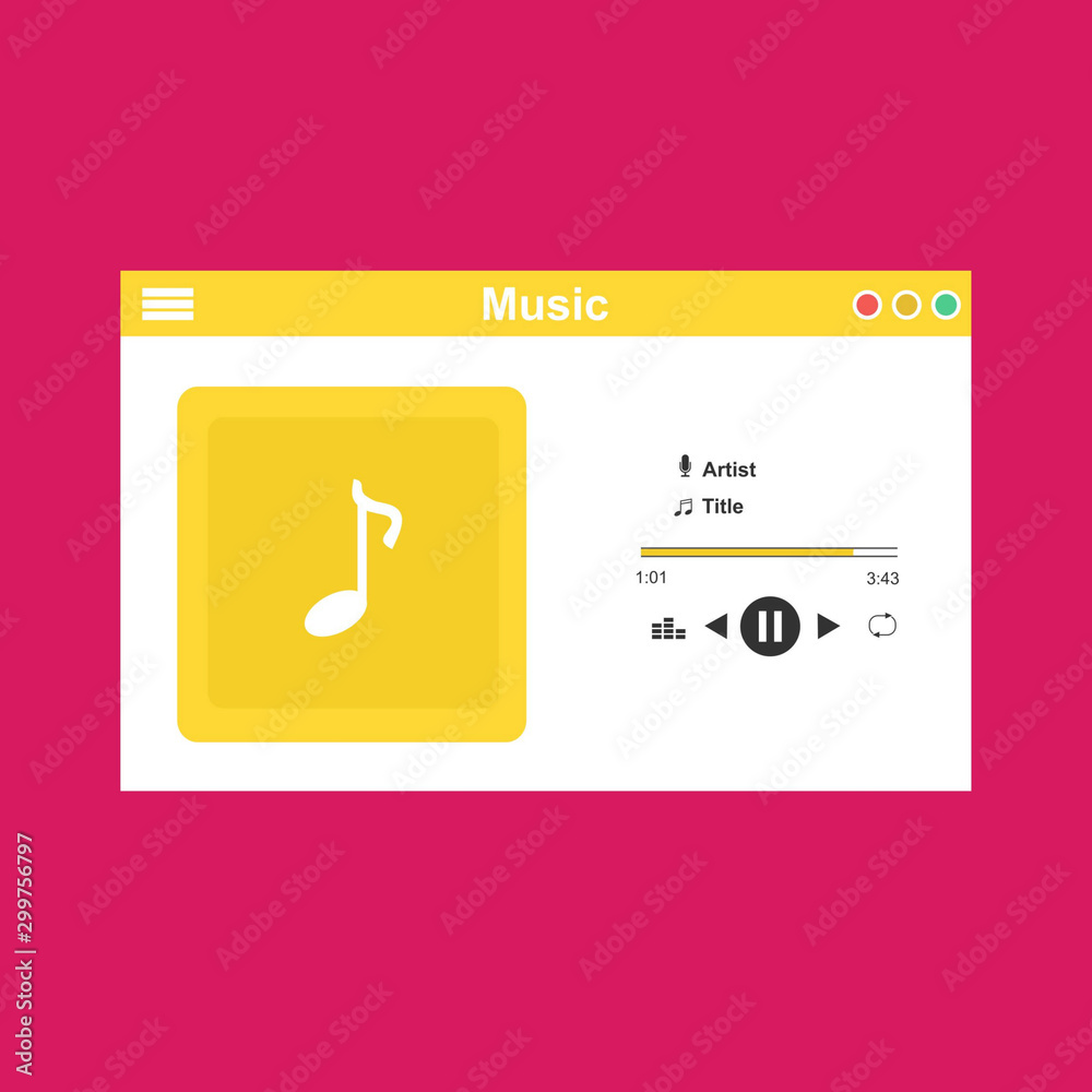 Vector illustration of music player flat design concept. Development ...