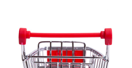 Poster - supermarket trolley isolated on white.