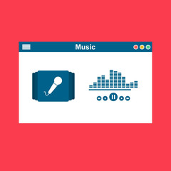 Wall Mural - Online Music entertainment Vector Illustration to enjoy their time, Suitable for landing page, ui, web, App intro card, editorial, flyer,and banner template