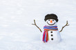 Funny winter card with a smiling snowman