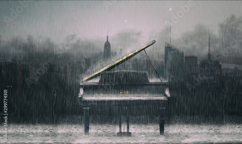 Fototapeta fortepian  fortepian-w-deszczu