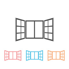 Poster - Open window icon set in flat style isolated on grey background. For your design, logo. Vector illustration