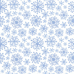 Canvas Print - Christmas seamless doodle pattern with snowflakes