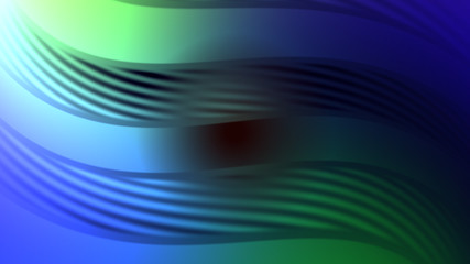 Poster - abstract composition wave-like pattern blue-green, 3D rendering