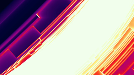 Poster - abstract composition, glowing stripes on the diagonal of fiery coloг, 3D graphics