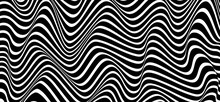 Distorted Lines - Movement Illusion. Wave - Distortion Effect. Optical Effect Mobius Wave Stripe Movement. Seamless Pattern. Horizontal Lines Stripes Pattern Or Background With Wavy Distortion Effect