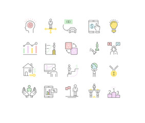 Wall Mural - Set Vector Line Icons of Business-Management.