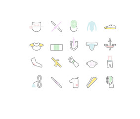 Sticker - Set Vector Line Icons of Fencing.