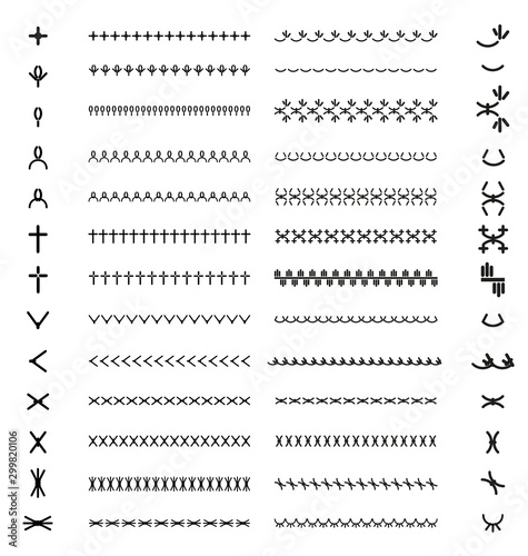 Cuadros en Lienzo Embriudery stitch pattern brush elements fashion flat
