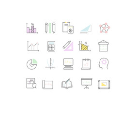 Wall Mural - Set Vector Line Icons of Mathematics.