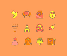 Poster - Set of Simple line Icons of Wedding