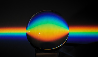Colors of the rainbow product of Broken light, showing the spectrum of the light being bent by a spherical glass object  physics and optics