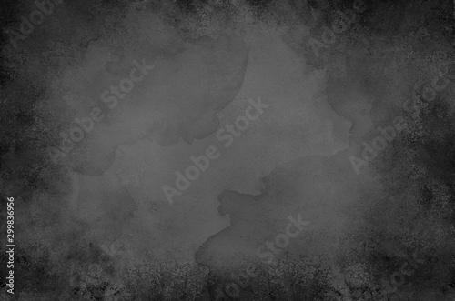 Black watercolor background with vintage paint bleed texture, distressed old ...