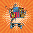 shopping cart bags pop art style