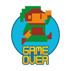 Wall Mural - video game pixelated warrior with game over message