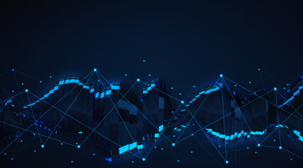 Abstract dark polygonal wave backdrop