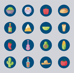 Sticker - bundle mexican food with set icons