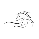 Fototapeta Konie - silhouette of 2 Horse Logo Template Vector illustration design on white background