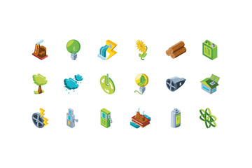 Canvas Print - set of icons renewable energy on white background