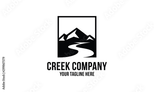 Cuadros en Lienzo creek and mountain logo design inspirations