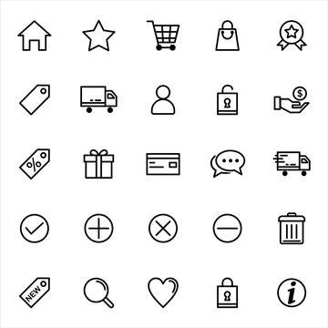 Set of ecommerce Icon. Collection of online shopping icon with trendy flat line style icon for web site design, logo, app, UI isolated on white background. vector illustration eps 10