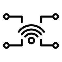 Poster - Wifi smart home communication icon. Outline wifi smart home communication vector icon for web design isolated on white background