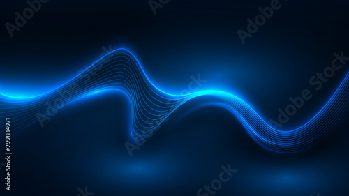 Fotografía Blue light wave of energy with elegant lines